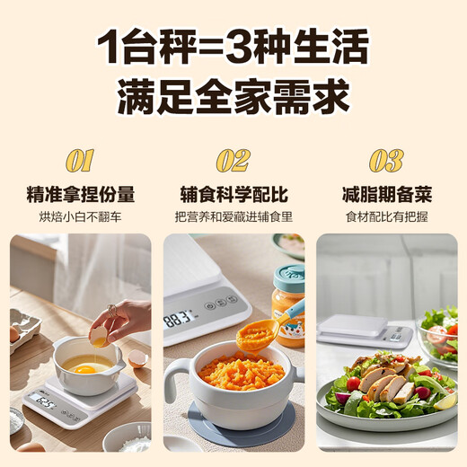 Xiangshan electronic scale, kitchen scale, gram scale, high-precision gram weight scale, household food scale, vegetable scale, tea baking cake gram scale, coffee scale, fruit scale, jewelry scale, upgraded steel plate-battery version, measuring range 3kg-0.1g