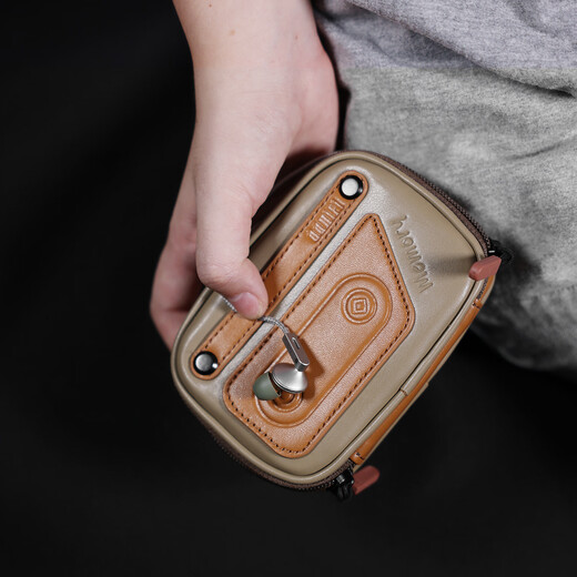 DdHiFi CZ120 Portable Retro Tape Style Headphone Storage Bag Cable Storage Bag Double-ended Zipper Microfiber Leather Storage Bag