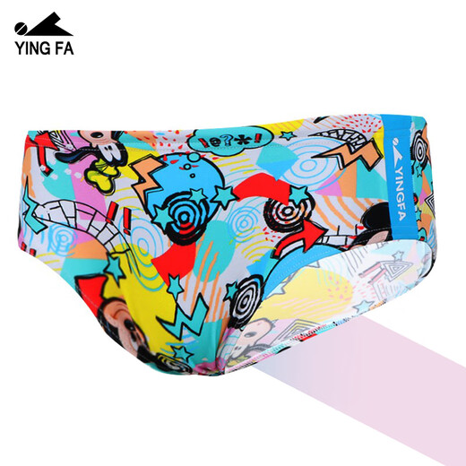 Yingfa Yingfa Dreieck kleine Boxer-Badehose für Herren mit Plattfüßen und Verbreiterung, um Peinlichkeiten zu verhindern, Renn-Trainings-Badehose für Erwachsene und Kinder, neuer Cartoon-Druck, 3 l
