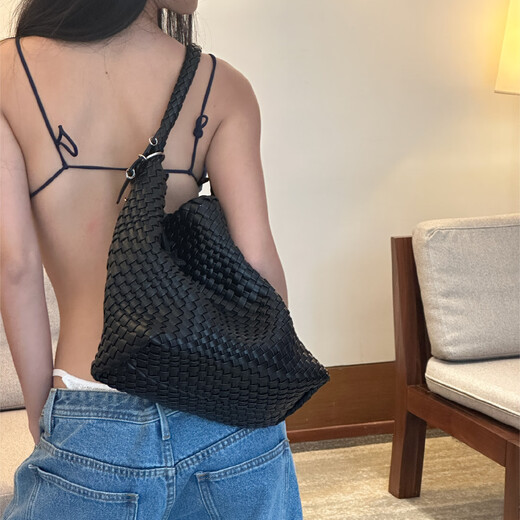 ECODAY bag women's medium woven bag commuter tote bag large capacity shoulder bag wedding bag birthday couple New Year gift My dear friend-B025X Champagne medium size