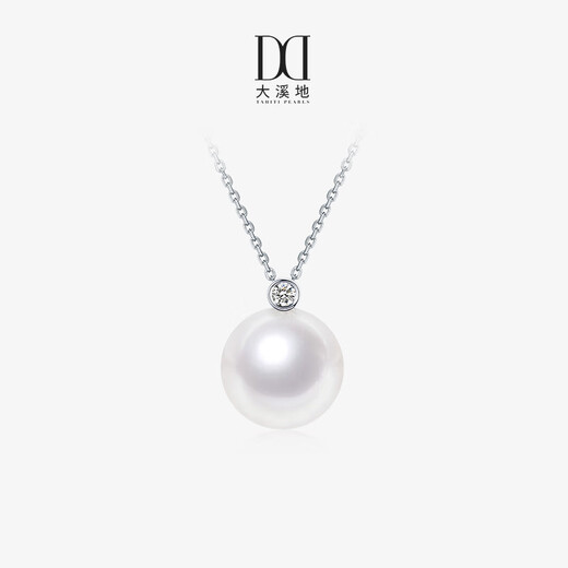 Tahitian Solitaire Edison Pearl Pendant 18K Gold Necklace Feeling Pearl Necklace Clavicle Chain Perfect Round_Strong Light_White Edison Pearl_With 18K 9-10mm