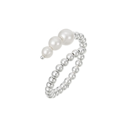 S925 silver beaded ring for women French retro niche light luxury beads open-mouth ring adjustable index finger ring RS1047 silver 925 silver