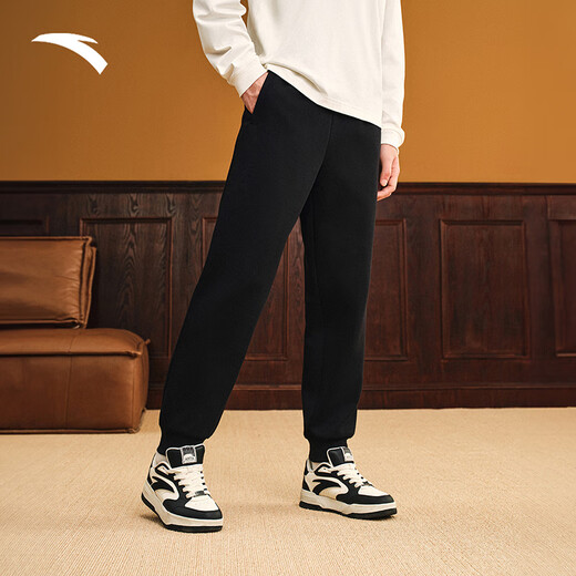 ANTA KT Sports Sweatpants Men's New Basketball Loose Casual Breathable Men's Pants Black Sports Pants Trousers Simple Flat Mouth Basic Black 1308-1 L (Male 175)