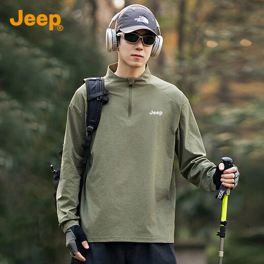 Jeep (JEEP) outdoor breathable long-sleeved T-shirt men's 2025 autumn and winter new sports running and cycling clothing casual T-shirt tops