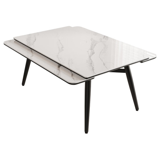 
Pashaman full-supported rock slab dining table and chair 2025 new retractable modern simple small apartment eight-immortal table dining table 6166Y [Snowflake White] 1.2-meter dining table + 4 chairs 6195Y