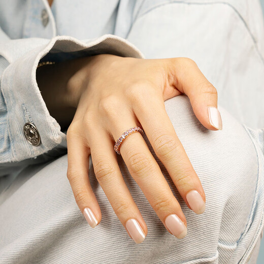 APM Monaco pavé ring rose gold for girlfriend birthday gift light luxury jewelry ring for women rose gold size 52