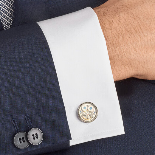 Nosskiss Neue Tourbillon -Bewegung Manschette Links für Männer Einfache runde französische Hemdschildtasten Silber Geburtstag Geschenk Schwarz 20mm