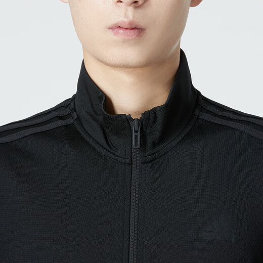 
Adidas men's sports suit fitness casual fashion stand-up collar jacket loose trousers H46101+GK9226/black three strips on the side of the jacket S