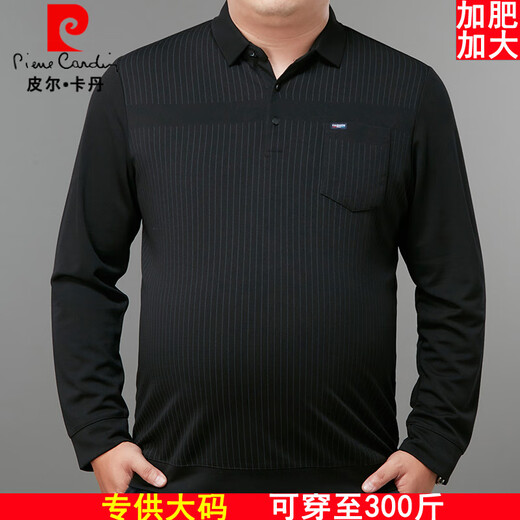 Pierre Cardin Langarmed T-Shirt Herren Spring und Herbst Real Pocket plus Fett Plus-Größe Fett mittleren Alters und älterer Vater tragen modisches Polo-Hemd 9918 Real Pocket Blue 3xL 190/104 [175 bis 200 Jin [Jin gleich 0,5 kg]]
