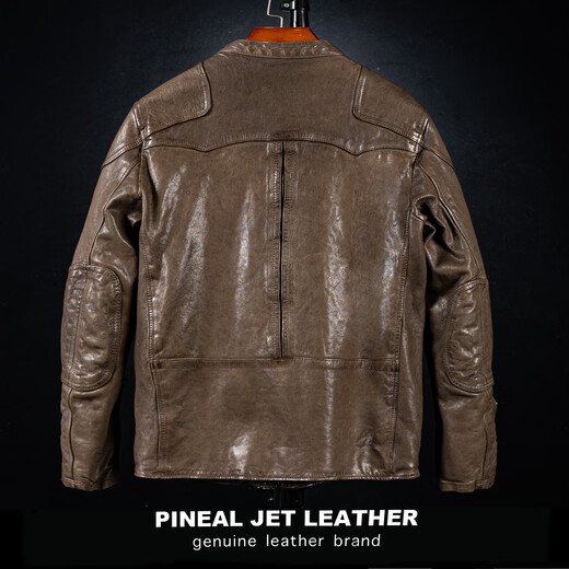 PJL Новая мужская мода из натуральной кожи, повседневная ретро-стойка с воротником-стойкой, потертая потертая овчина Venom, черная M (130Jin Jin равна 0,5 кг или меньше)