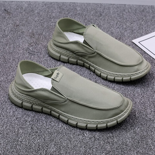 Specht alter Peking -Stoffschuhe Herren Sommer Trendy vielseitige Leinwandschuhe Herren faule lässige Schuhe atmungsaktive trendige Schuhe YS9901 Green 39