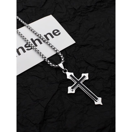 Nilan Fat Donglai's same style pt950 platinum cross necklace new platinum men's and women's trendy niche hip-hop pendant personality 1 platinum 60CM