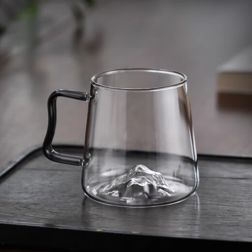 Kitchen helps Japanese glass cup household large capacity water cup resistant to high temperatures in summer thickened mountain viewing green tea cup creative drinking water cup 9195 mountaineering cup 450ML