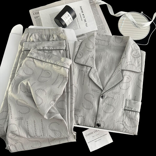 Sinnliche Wolke Baumwollpyjama Herren Frühlings-Strickjacke Langarm Langhose Langhose Cartoon Teenager Home Clothing Set K12529# Double Short L Empfohlen 100-130