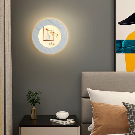 Rui Ya Yi Ge 2025 Neue nordische Hauptschlafzimmer-Wandlampe, Nachttischlampe, modernes, einfaches Wohnzimmer, Hintergrundwand, Raum, chinesische Treppenlampe, 9898, blauer Schwan, warmes Licht