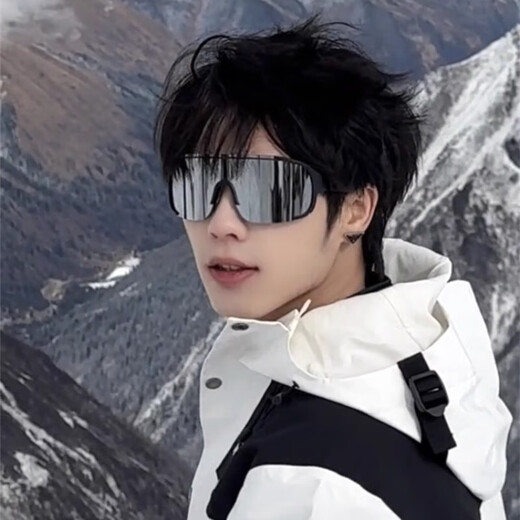 Windproof day and night sunglasses, sun protection and glare-proof cycling glasses for men and women, trendy and cool reflective sports ski goggles, sunglasses - black frame, black gray film - 1 pair