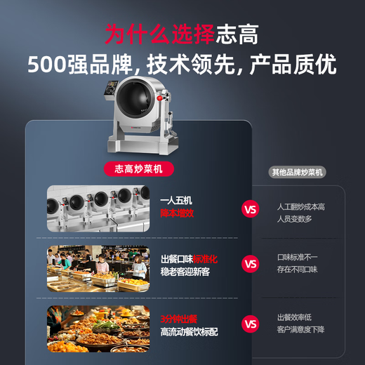 CHIGO cooking machine commercial intelligent drum cooking robot rice machine stir-fry electromechanical wok multi-function water gun takeaway catering canteen kitchen hotel canteen automatic cooking machine 400 electric dish pouring | 8kw | 3-layer coating | timing | 4-level waterproof