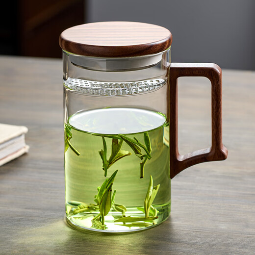 Niye green tea cup glass crescent filter tea cup personal high-end water cup men's tea cup glass drinking tea cup