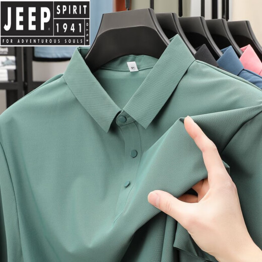JEEP SPIRIT级冰丝凉感无痕短袖男款t恤2025年新款男士polo.衫翻领打底衫 12358深灰 M