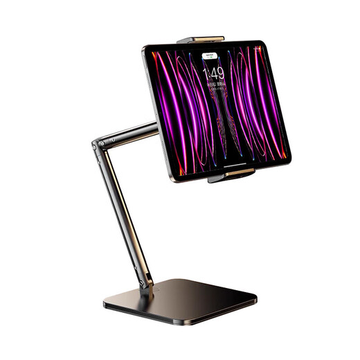 Mobile phone live streaming stand, portable photo taking, universal adjustable cantilever metal square remake desktop stand for lazy people, disc stand (A type blue box telescopic type)