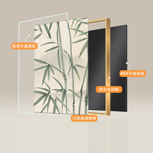 Yihuanyu Bamboo Living Room Decoration Painting New Chinese Ink Tea Room Mural Modern Simple Horizontal Version Sofa Background Wall Hanging Painting