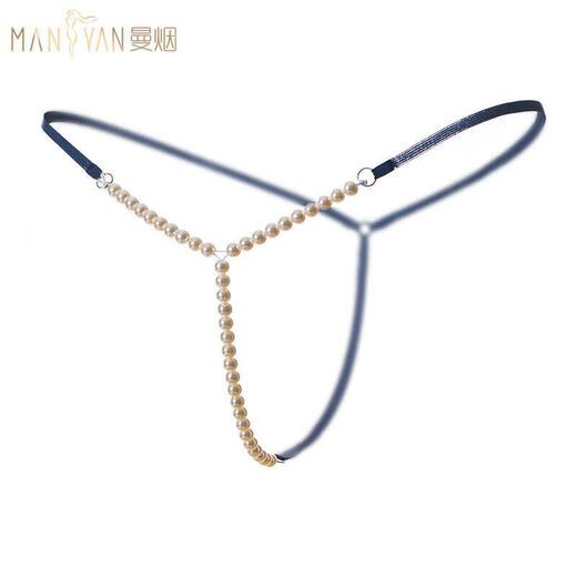 Low-waisted briefs for women, thong for students, small underwear for girls, with pearls, lace open, large size, young women's vagina, white