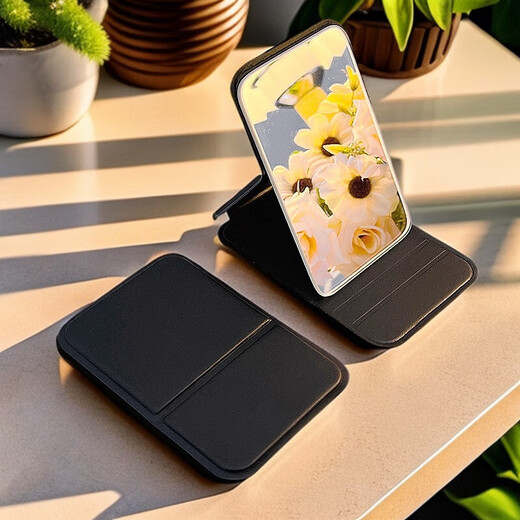 Mini simple makeup mirror for broken hair and hair accessories, convenient storage for carrying at any time for dressing, small folding mirror, pink folding mirror - 1 piece