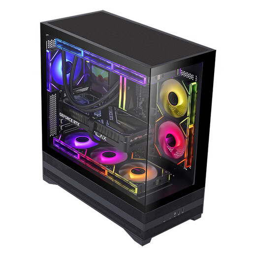 先马（SAMA）惊鸿2 黑色ATX海景房游戏电脑主机箱 电源仓网孔/高效散热/快拆/支持360水冷/9风扇位/427mm长显卡