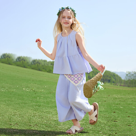 
ASK JUNIOR [Children's Set] 25 Summer Teen Sleeveless Vest Top Straight Wide Legs Girls' Two Pcs