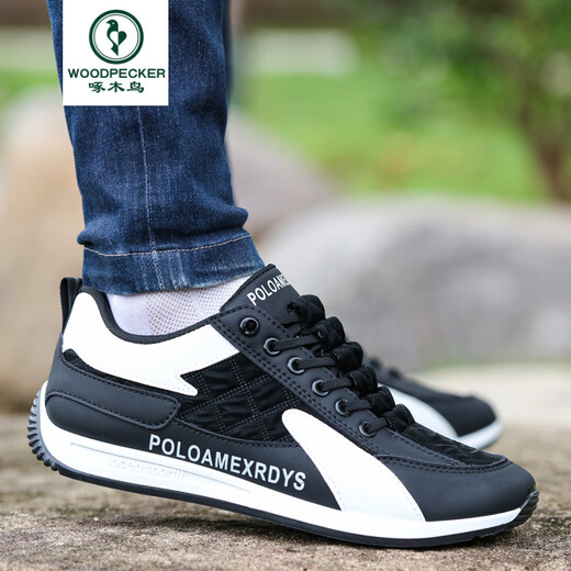 Woodpecker 2025 new casual shoes men's shoes summer new breathable casual sneakers men's soft sole non-slip running comfort AW9902 blue fabric style 42 size small/size one size