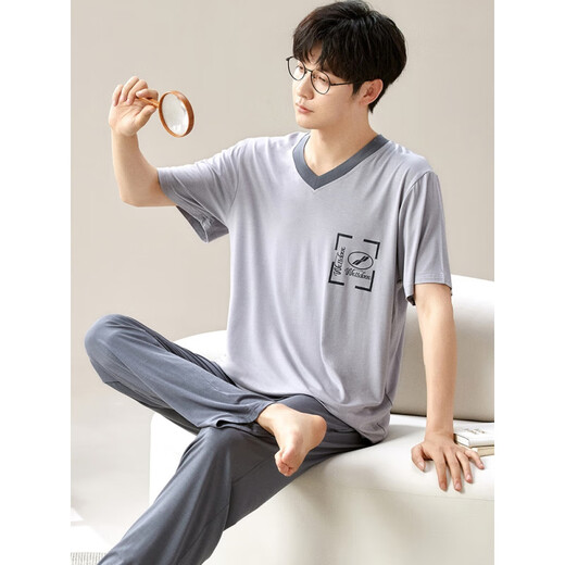 Yalu Modal Men's Pyjamas Summer 2025 Nouveaux vêtements de maison en soie à manches courtes de grande taille pour usure d'extérieur 6623 xl