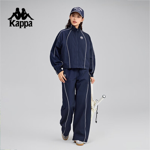 Kappa (Kappa) back-to-back 2025 new outdoor sports jacket women's retro stand-up collar jacket cardigan top K0F42JJ01 Dark Night Blue Black-906 XS