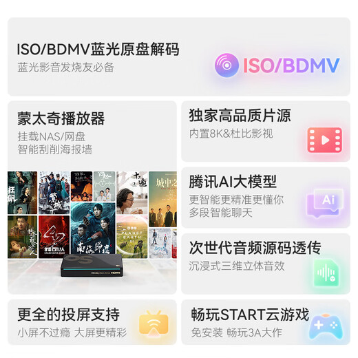 Tencent Aurora Box 6s 8K HD TV-Box Intelligentes Netzwerk-TV-Set-Top-Box Blu-ray Cloud Disk Festplatte Dolby Vision 4+64G Dual-Band WiFi6