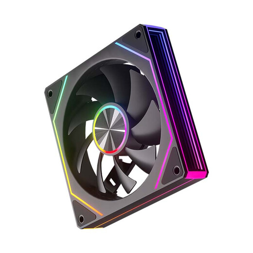 动力火车（PowerTrain）棱镜8 PRO机箱风扇12CM台式电脑ARGB神光同步主机散热风冷 无限镜灯效 黑色正叶