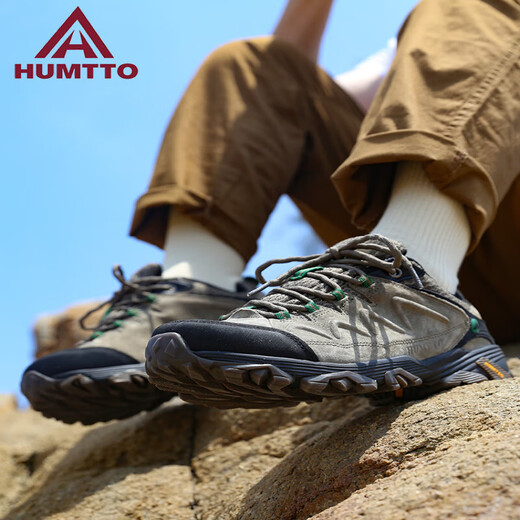 悍途（HUMTTO）登山鞋男春秋防水防滑靴高帮耐磨徒步鞋女越野男鞋户外鞋 卡其723 男款常规 39