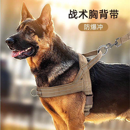 COCS dog rope traction rope, medium and large dog vest-style harness, adjustable German shepherd, border collie, explosion-proof dog collar, chest and back + reflective traction rope L (recommended weight 45-75Jin Jin equals 0.5 kg)