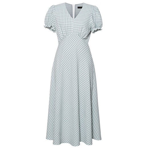 Roeyshouse Royshouse Temperament Kleid für Frauen 2025 Sommer Plaid Taille Großer Schwung mittelgroßen Rock 12182 Plaid M.