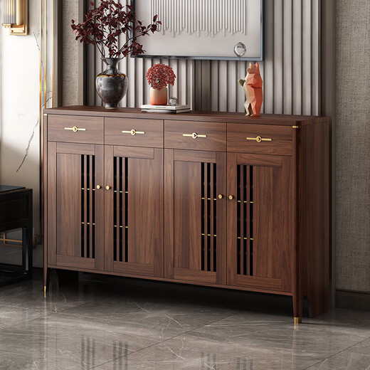 Yi [Marke] Neues chinesisches Holzschuhschrank mit großer Kapazität gleicher Art Partitionspeicherschrank Wohnzimmerschrank Schwarz Länge 1050 Breite 340 Höhe 1010 Granular Board Gummi Holz Selbstinstallation