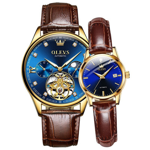Pareja certificada Swiss Olevs observa un par de relojes mecánicos muy automáticos de relojes mojados huelgas.