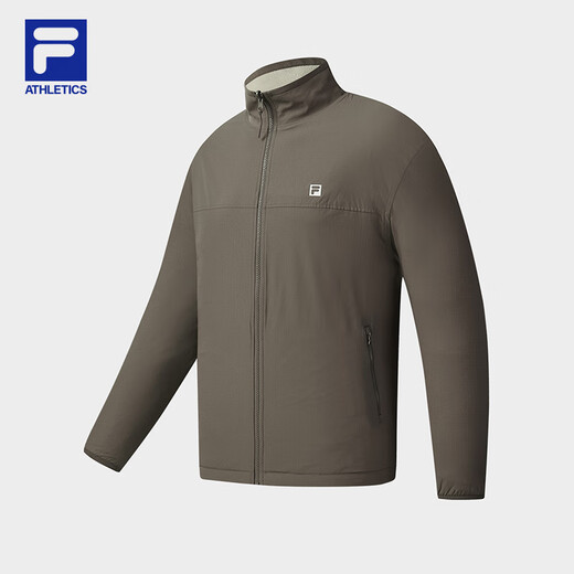 FILA official couple's style reversible jacket 2025 winter new fitness sports loose stand-up collar top Planet Cup Brown-BN S 165/88A/S