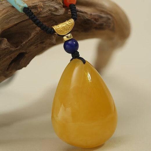 Potala Palace beeswax lapis lazuli pendant for men and women, 925 silver inlaid agate and turquoise necklace as a birthday gift for friends, beeswax agate pendant