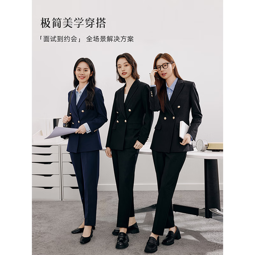 Lady Bird navy blue professional blazer women's slim and high-end formal wear workplace college student interview small suit