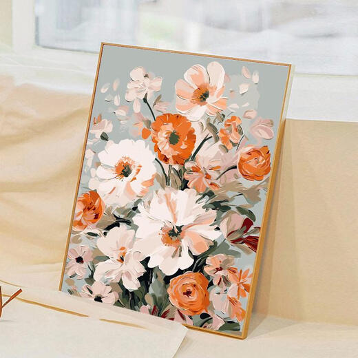 三栖虎繁花似锦diy数字油画填充涂色丙烯手绘感油彩画 客厅装饰挂画 nx12604 60*80cm绷好实木内框+外框免安