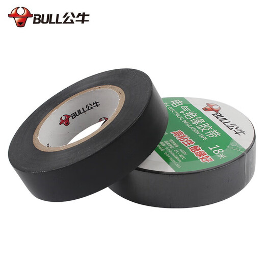 BULL electrical tape GN-ET7 electrical PVC insulation flame retardant tape waterproof tape high temperature resistance 18 meters black 2 rolls