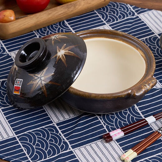 
cocostyle original Wangu Shao hand-painted stewed meat Jing Maple Leaf Casserole Wide body earth pot hot pot earth pot number 6 m3891 0ml