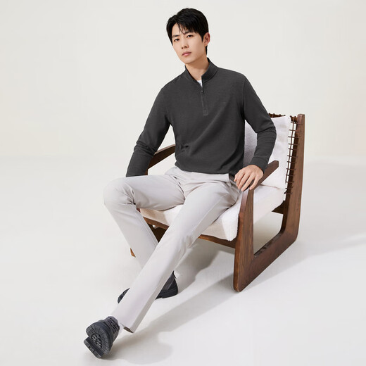 Qipai 7A Antibacterial 2A Anti-mite/Far Infrared Fever Men's Xinjiang Cotton Warm Half Cardigan Pullover Sweatshirt