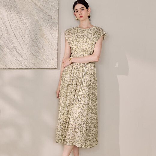 ROEYSHOUSE Luoyi temperament casual lace-up dress 2025 summer new elegant style waist-hugging large hem skirt 12250 color (delivery belt) 2XL