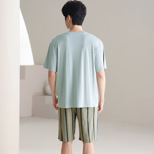 雅鹿莫代尔睡衣男款夏季2025新款男士凉感薄短袖大码家居服套装可外穿 Y9717 L 男