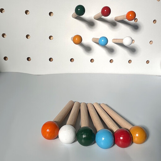 Vinoa hole board accessories storage hole board wood hook round head matchstick stick bracket solid wood laminate wooden pendant diameter 15mm color matchstick short 6 pieces