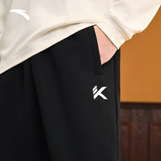 ANTA KT Sports Sweatpants Men's New Basketball Loose Casual Breathable Men's Pants Black Sports Pants Trousers Simple Flat Mouth Basic Black 1308-1 L (Male 175)